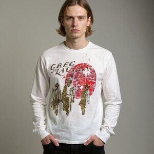 Greg Lauren GL Posse Long Sleeve White T-Shirt Size 3 / Large Graphic Tee Rare